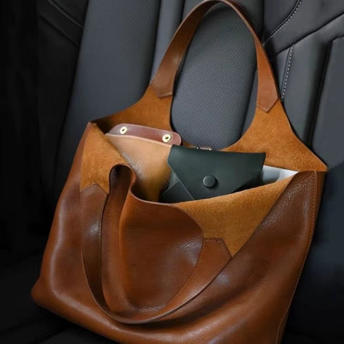Weiche Leder Handtasche Damen Braun – Großes Fassungsvermögen, Personalisierbar, Tablet-Tasche