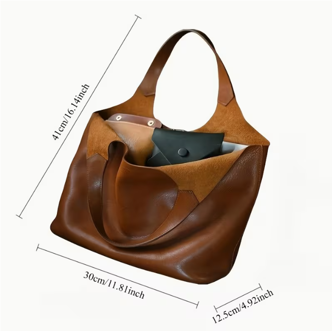 Weiche Leder Handtasche Damen Braun – Großes Fassungsvermögen, Personalisierbar, Tablet-Tasche